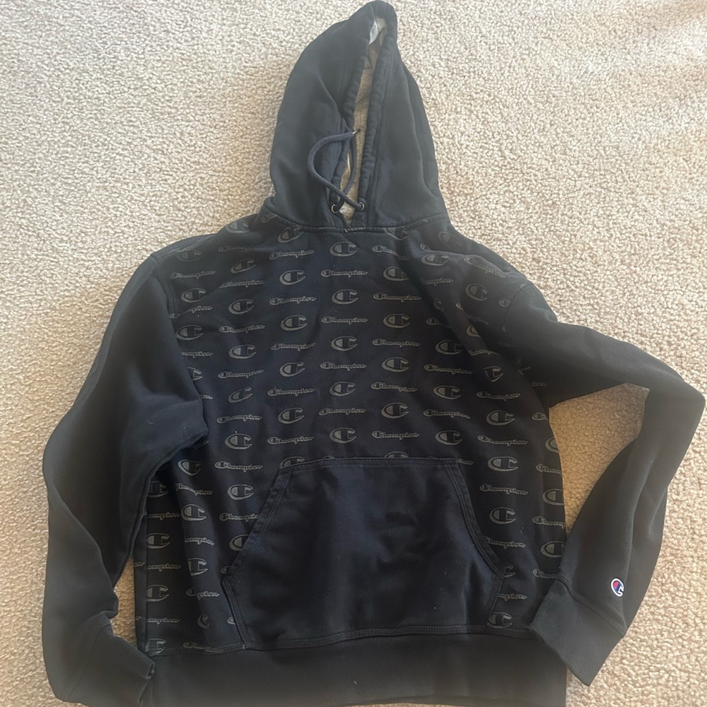 Champion Black Pullover with Logo Design